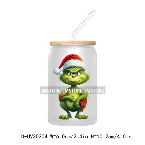 Cute Baby Green Christmas Characters UV DTF Transfer Stickers Decals For Libbey Cold Cups Mugs Tumbler Waterproof Holiday Vibes