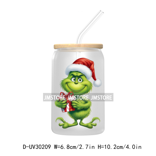 Cute Baby Green Christmas Characters UV DTF Transfer Stickers Decals For Libbey Cold Cups Mugs Tumbler Waterproof Holiday Vibes