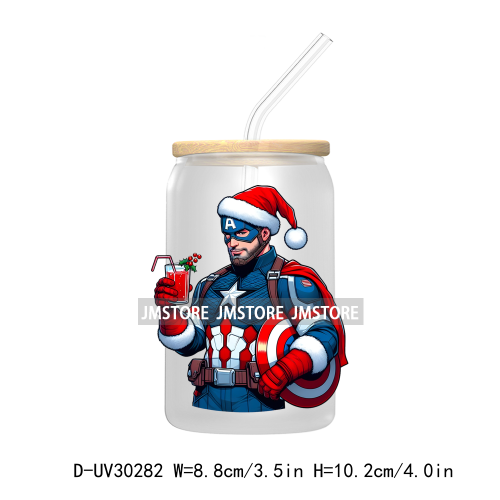 Christmas Squad Hero Cartoon Characters UV DTF Transfer Stickers Decals For Libbey Cold Cups Mugs Tumbler Holiday Movies Friends