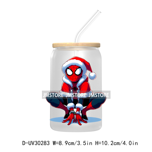 Christmas Squad Hero Cartoon Characters UV DTF Transfer Stickers Decals For Libbey Cold Cups Mugs Tumbler Holiday Movies Friends