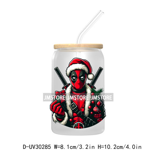 Christmas Squad Hero Cartoon Characters UV DTF Transfer Stickers Decals For Libbey Cold Cups Mugs Tumbler Holiday Movies Friends