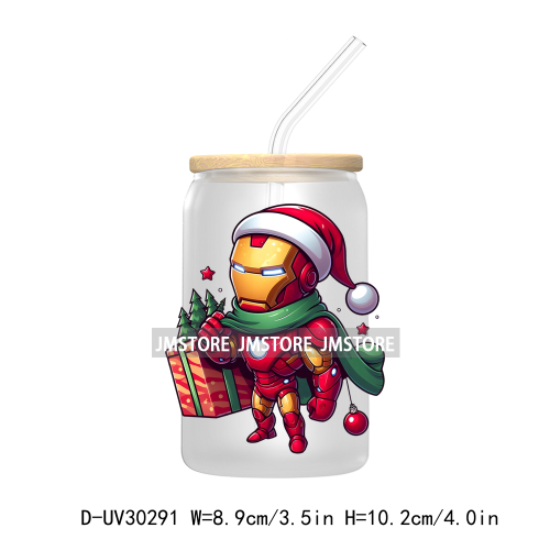 Christmas Squad Hero Cartoon Characters UV DTF Transfer Stickers Decals For Libbey Cold Cups Mugs Tumbler Holiday Movies Friends