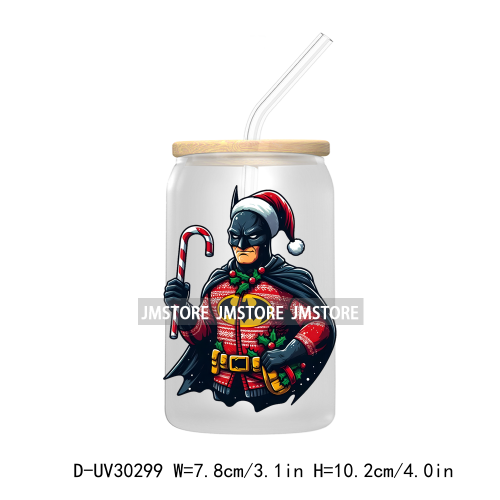 Christmas Squad Hero Cartoon Characters UV DTF Transfer Stickers Decals For Libbey Cold Cups Mugs Tumbler Holiday Movies Friends