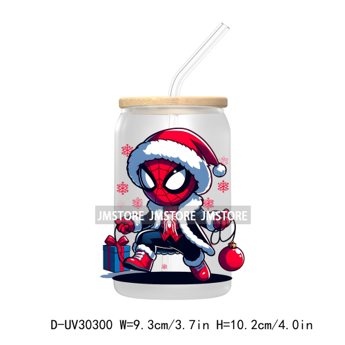 Christmas Squad Hero Cartoon Characters UV DTF Transfer Stickers Decals For Libbey Cold Cups Mugs Tumbler Holiday Movies Friends