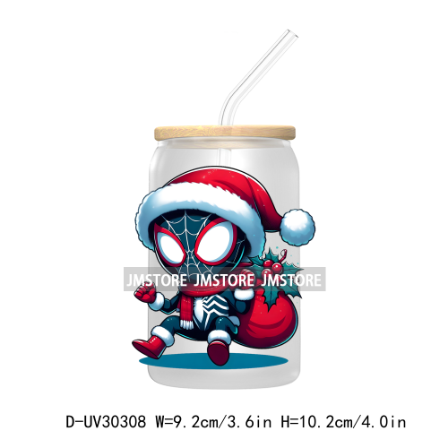 Christmas Squad Hero Cartoon Characters UV DTF Transfer Stickers Decals For Libbey Cold Cups Mugs Tumbler Holiday Movies Friends