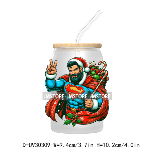 Christmas Squad Hero Cartoon Characters UV DTF Transfer Stickers Decals For Libbey Cold Cups Mugs Tumbler Holiday Movies Friends