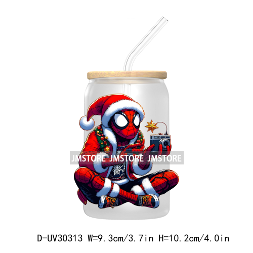 Christmas Squad Hero Cartoon Characters UV DTF Transfer Stickers Decals For Libbey Cold Cups Mugs Tumbler Holiday Movies Friends