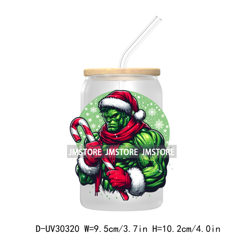 Christmas Squad Hero Cartoon Characters UV DTF Transfer Stickers Decals For Libbey Cold Cups Mugs Tumbler Holiday Movies Friends