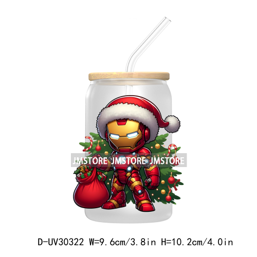 Christmas Squad Hero Cartoon Characters UV DTF Transfer Stickers Decals For Libbey Cold Cups Mugs Tumbler Holiday Movies Friends