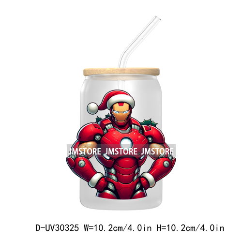 Christmas Squad Hero Cartoon Characters UV DTF Transfer Stickers Decals For Libbey Cold Cups Mugs Tumbler Holiday Movies Friends