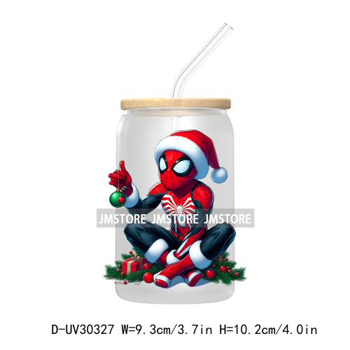 Christmas Squad Hero Cartoon Characters UV DTF Transfer Stickers Decals For Libbey Cold Cups Mugs Tumbler Holiday Movies Friends