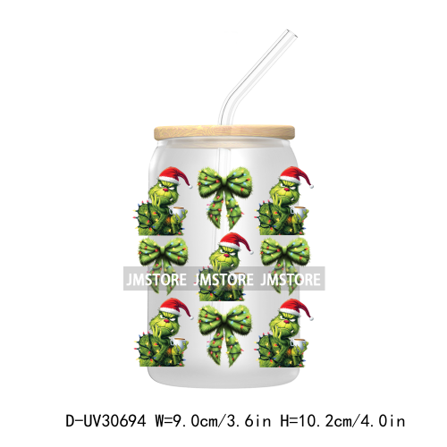 In My Green Guy Era Christmas Character UV DTF Transfer Stickers Decals For Libbey Cold Cup Mug Tumbler Mean Leopard Girl Boujee