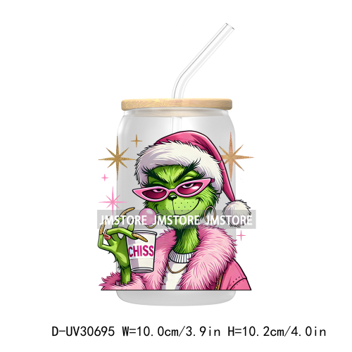 In My Green Guy Era Christmas Character UV DTF Transfer Stickers Decals For Libbey Cold Cup Mug Tumbler Mean Leopard Girl Boujee