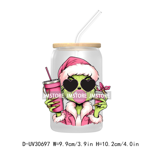 In My Green Guy Era Christmas Character UV DTF Transfer Stickers Decals For Libbey Cold Cup Mug Tumbler Mean Leopard Girl Boujee