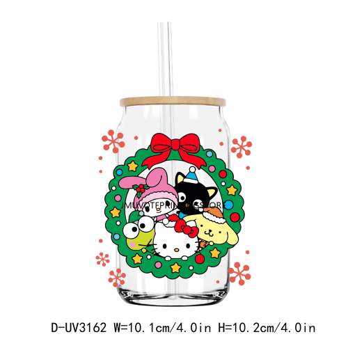 Christmas Cute Kitty Cat With Hat Trees UV DTF Transfers Stickers Decals For Libbey Cold Cups Mugs Tumbler Waterproof DIY Logo