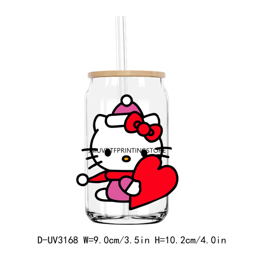 Christmas Cute Kitty Cat With Hat Trees UV DTF Transfers Stickers Decals For Libbey Cold Cups Mugs Tumbler Waterproof DIY Logo