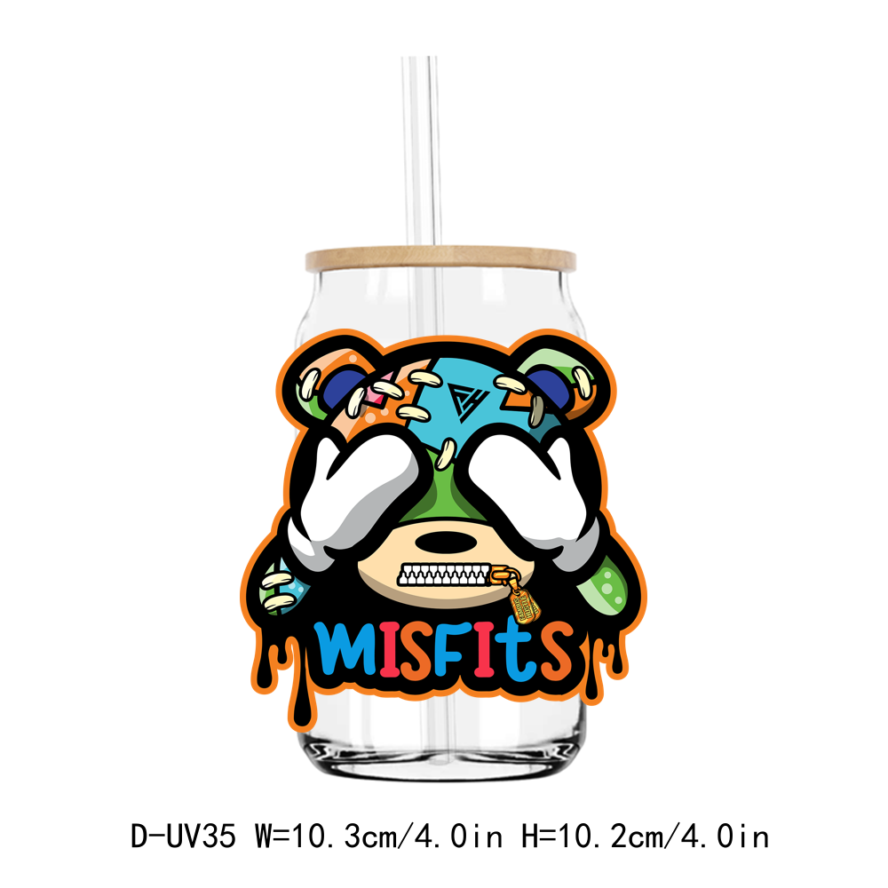 Misfit Hustle Teddy Bear UV DTF Sticker Decals