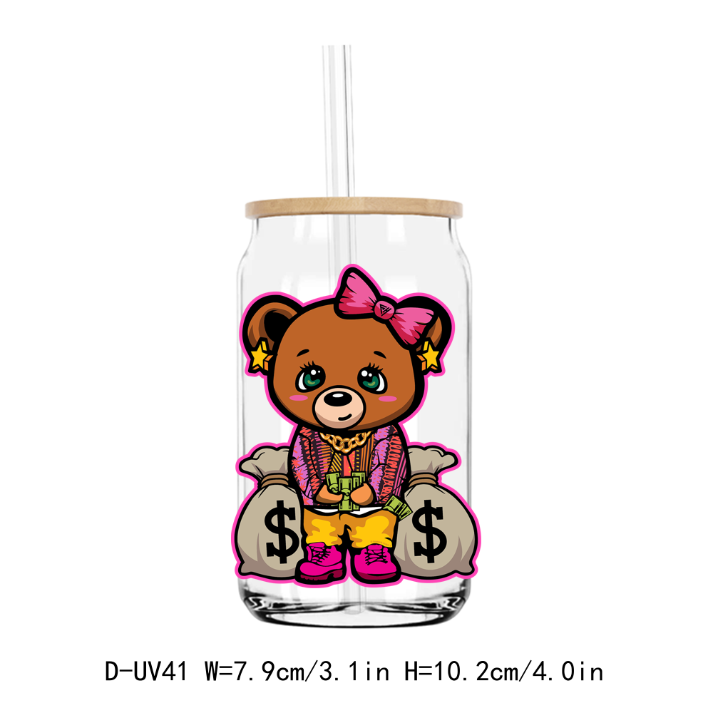 Misfit Hustle Teddy Bear UV DTF Sticker Decals