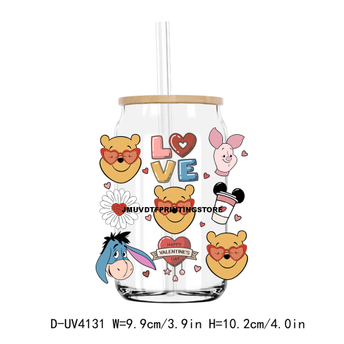 Cartoon Mouse Couple Be My Valentine UV DTF Sticker For 16OZ Libbey Glass Cup Can Wrap Transfer Sticker Custom Labels DIY Logo