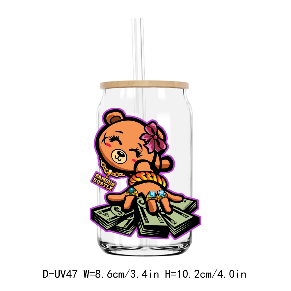 Misfit Hustle Teddy Bear UV DTF Sticker Decals