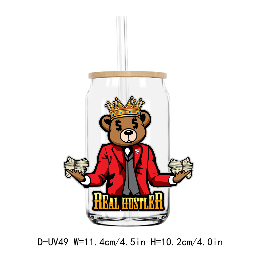 Focus On The Hustle Heartless Teddy Bear UV DTF Sticker Decals