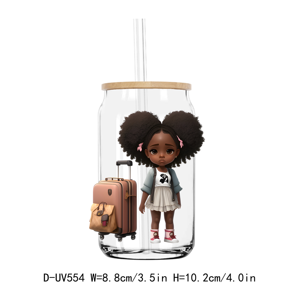 Travel Afro Girl 16OZ UV DTF Sticker Decals