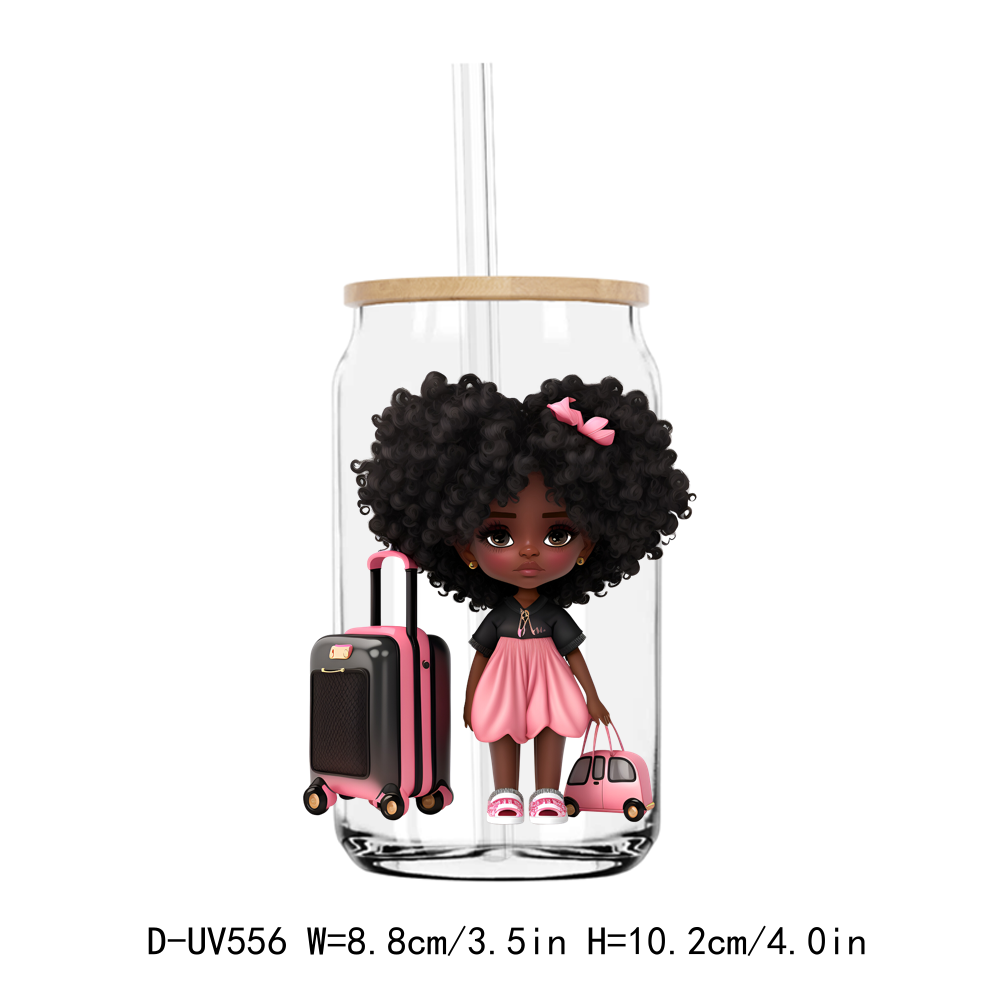 Travel Afro Girl 16OZ UV DTF Sticker Decals