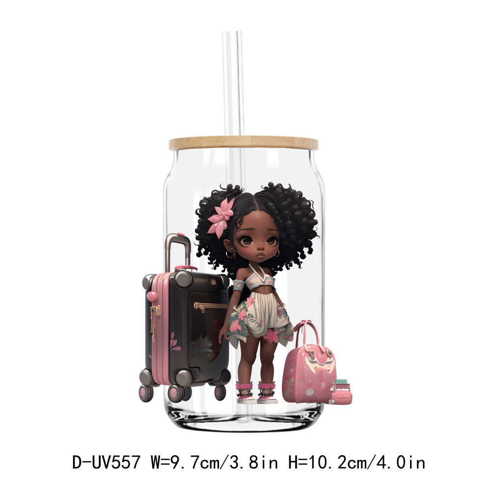 Travel Afro Girl 16OZ UV DTF Sticker Decals