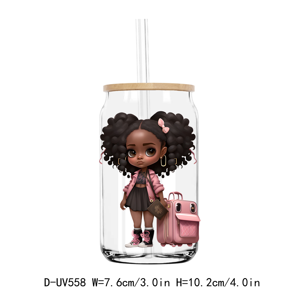 Travel Afro Girl 16OZ UV DTF Sticker Decals