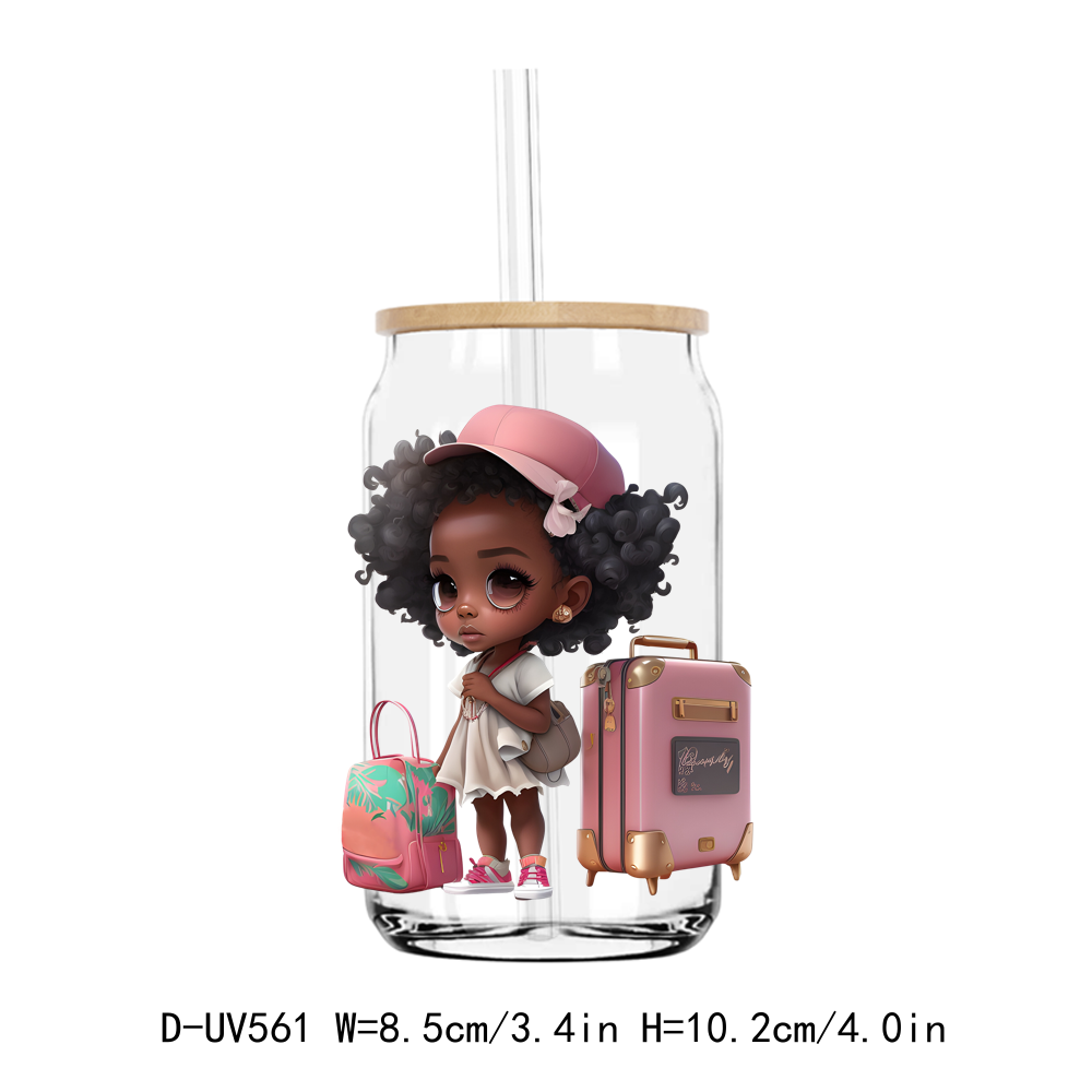 Travel Afro Girl 16OZ UV DTF Sticker Decals