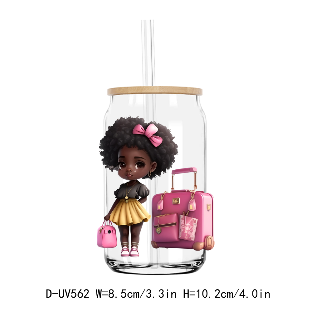 Travel Afro Girl 16OZ UV DTF Sticker Decals