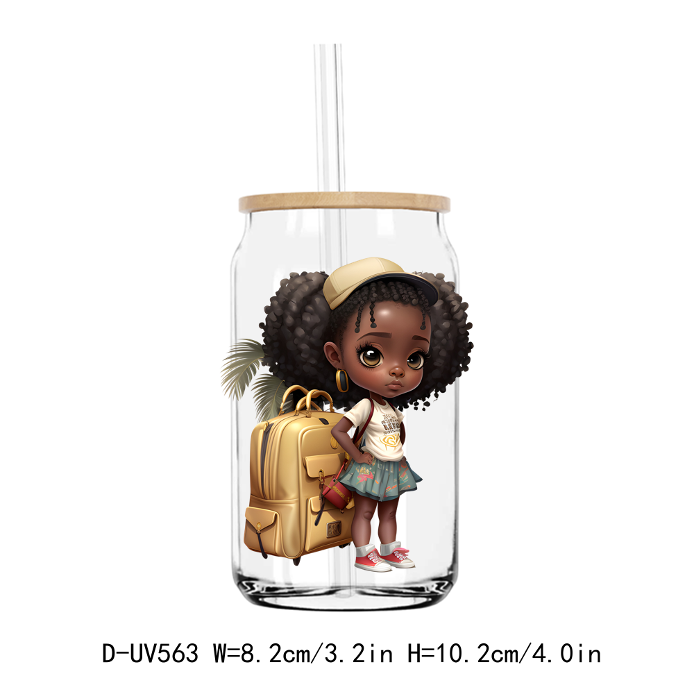 Travel Afro Girl 16OZ UV DTF Sticker Decals