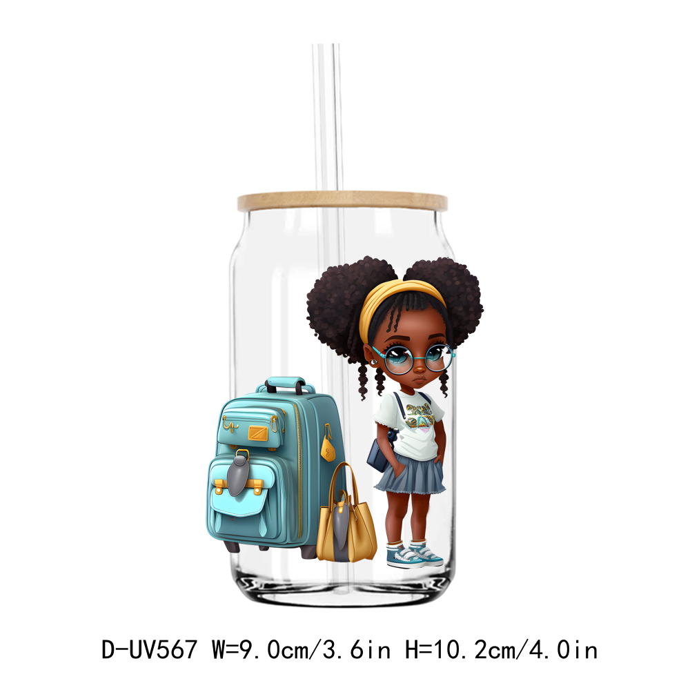 Travel Afro Girl 16OZ UV DTF Sticker Decals