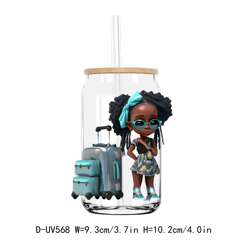 Travel Afro Girl 16OZ UV DTF Sticker Decals