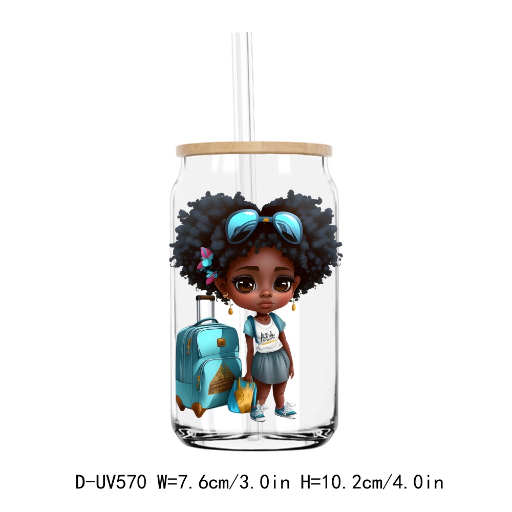 Travel Afro Girl 16OZ UV DTF Sticker Decals