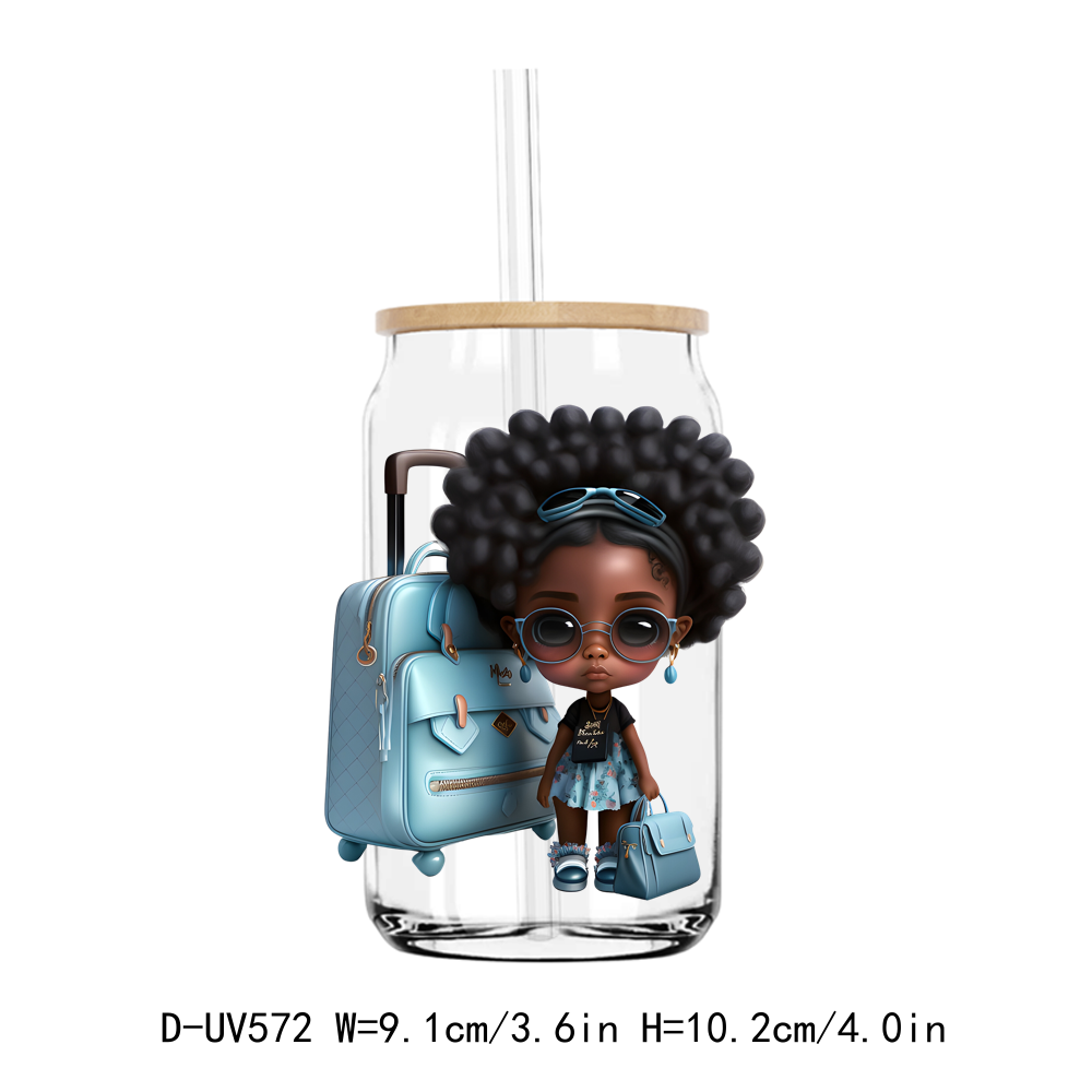 Travel Afro Girl 16OZ UV DTF Sticker Decals