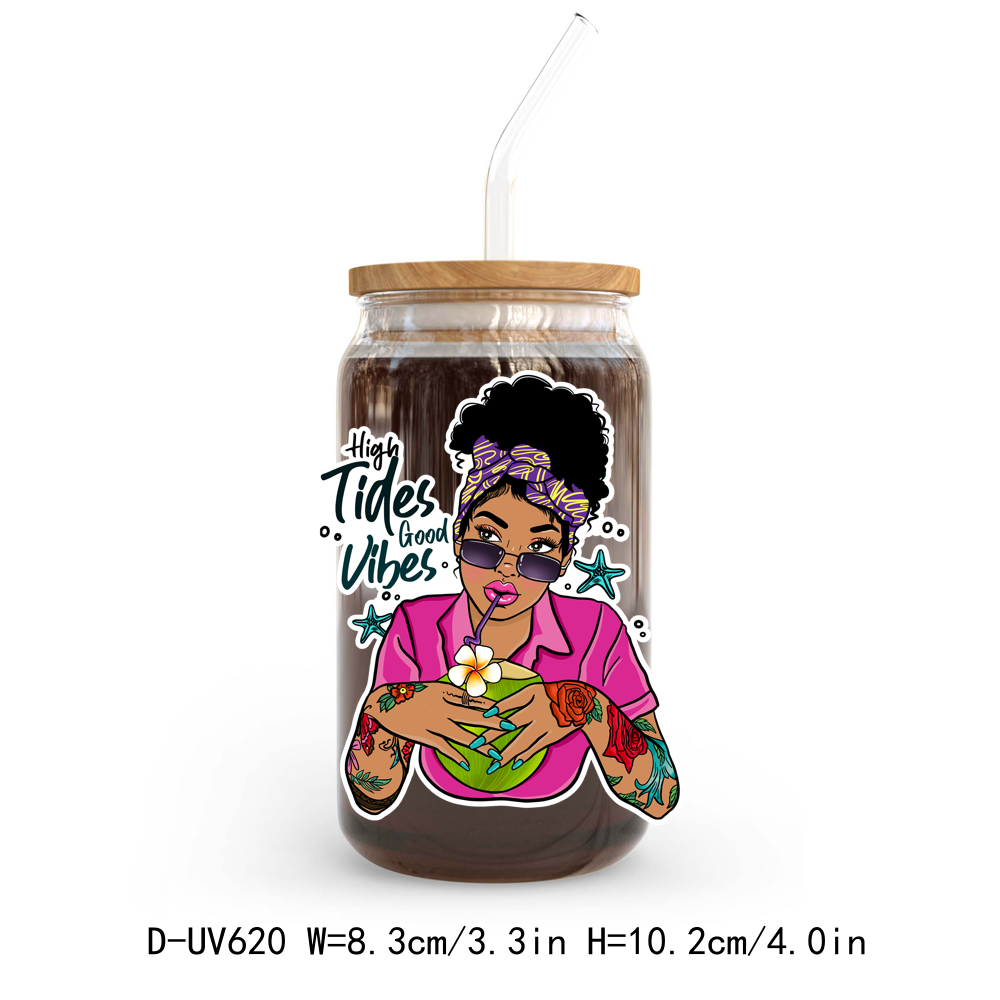 Fashion Afro Girl Woman Lady UV DTF Sticker Decals