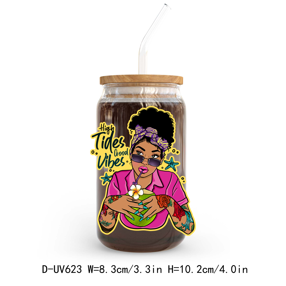 Fashion Afro Girl Woman Lady UV DTF Sticker Decals