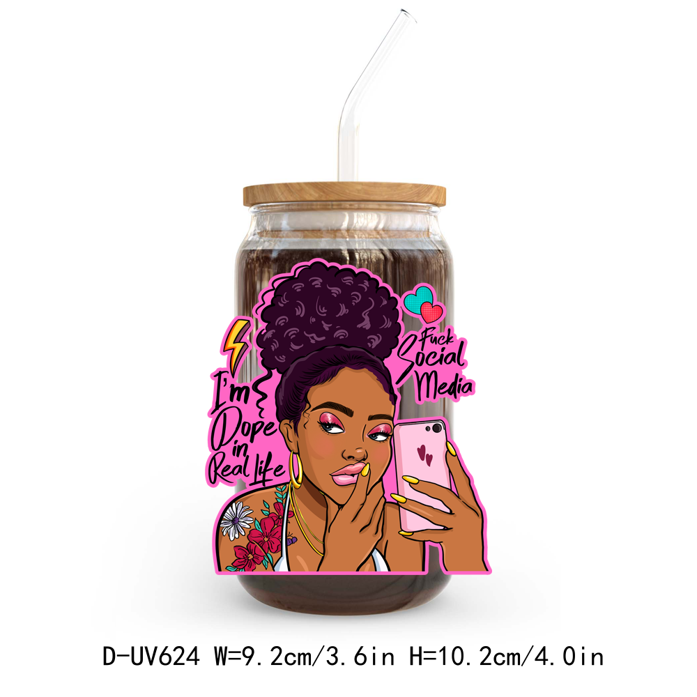 Afro Messy Girl UV DTF Sticker Decals