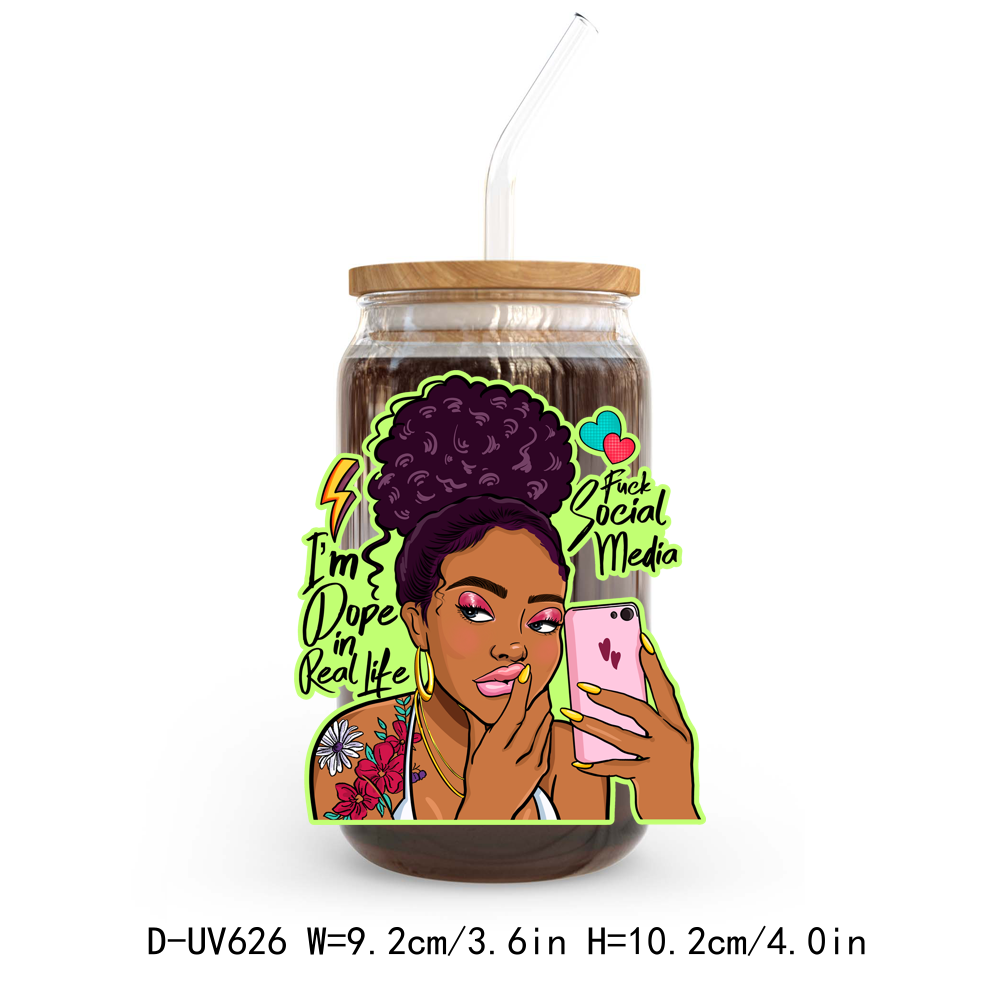 Afro Messy Girl UV DTF Sticker Decals