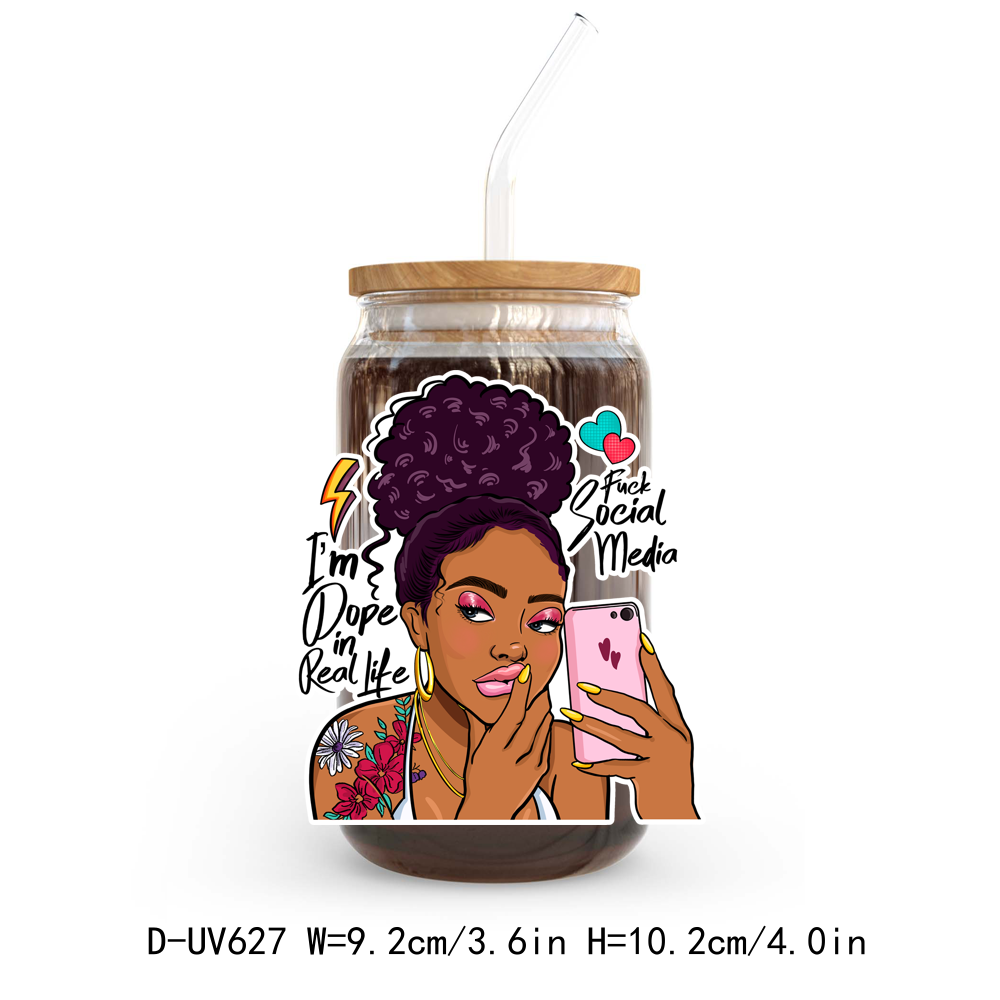 Afro Messy Girl UV DTF Sticker Decals