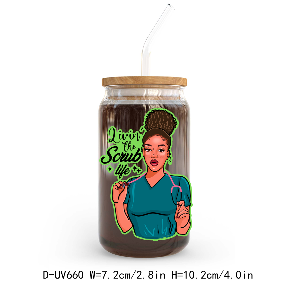 Pretty Afro Girl Woman Nurse UV DTF Sticker Decals