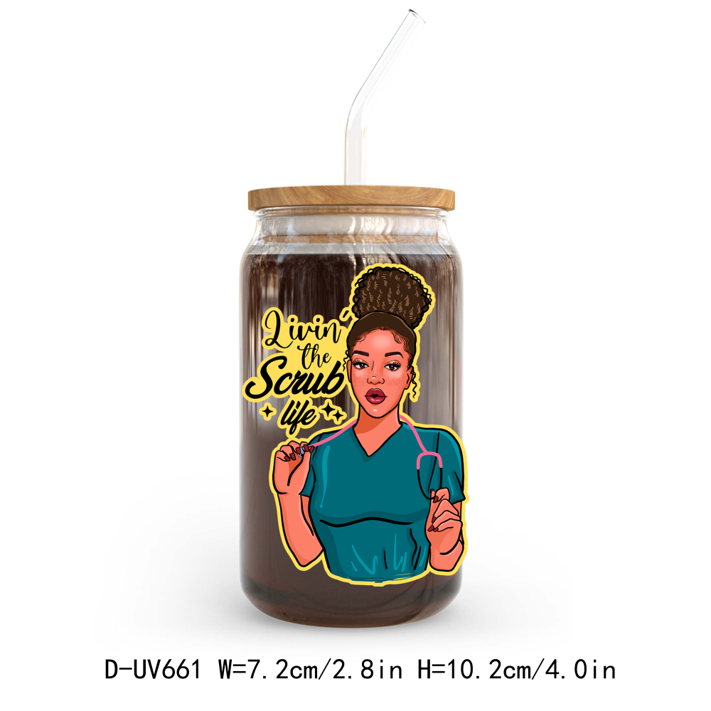 Pretty Afro Girl Woman Nurse UV DTF Sticker Decals