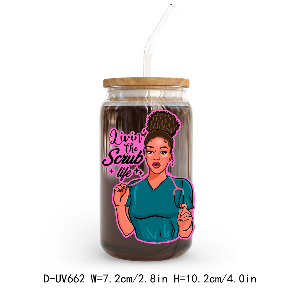 Pretty Afro Girl Woman Nurse UV DTF Sticker Decals