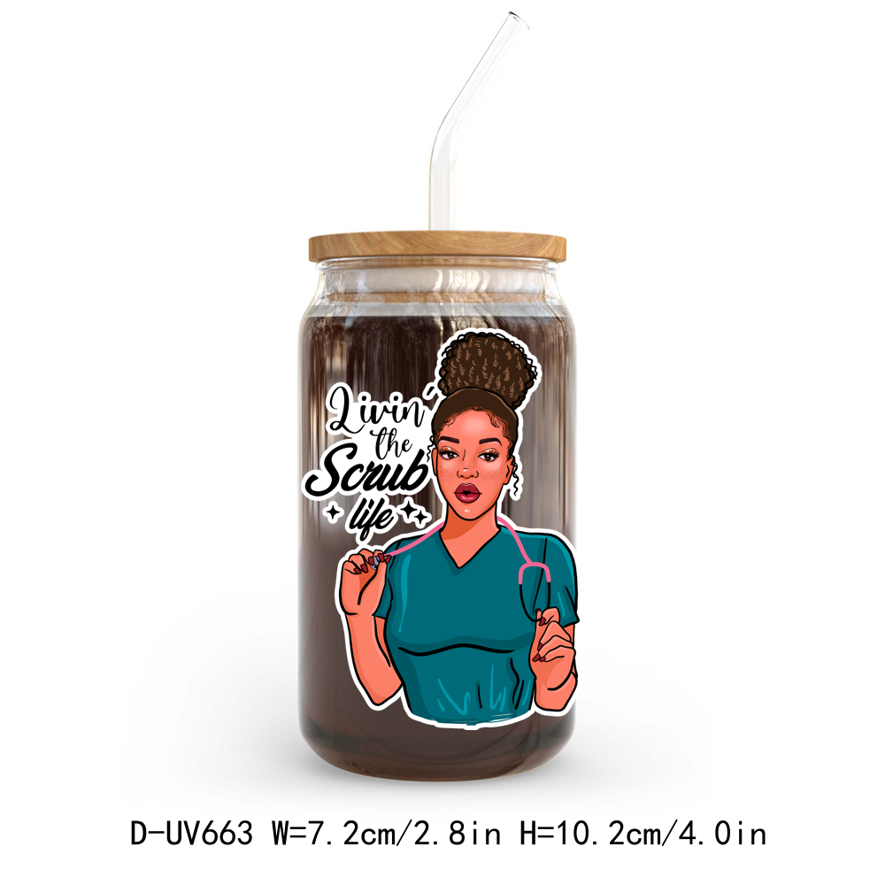 Pretty Afro Girl Woman Nurse UV DTF Sticker Decals