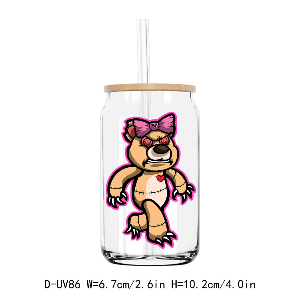 Famous Hustle Cartoon Teddy Bear UV DTF Sticker Decals