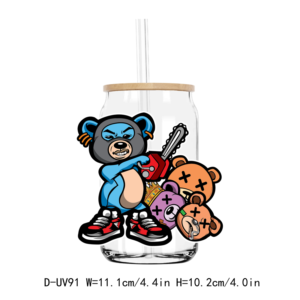 Famous Hustle Cartoon Teddy Bear UV DTF Sticker Decals