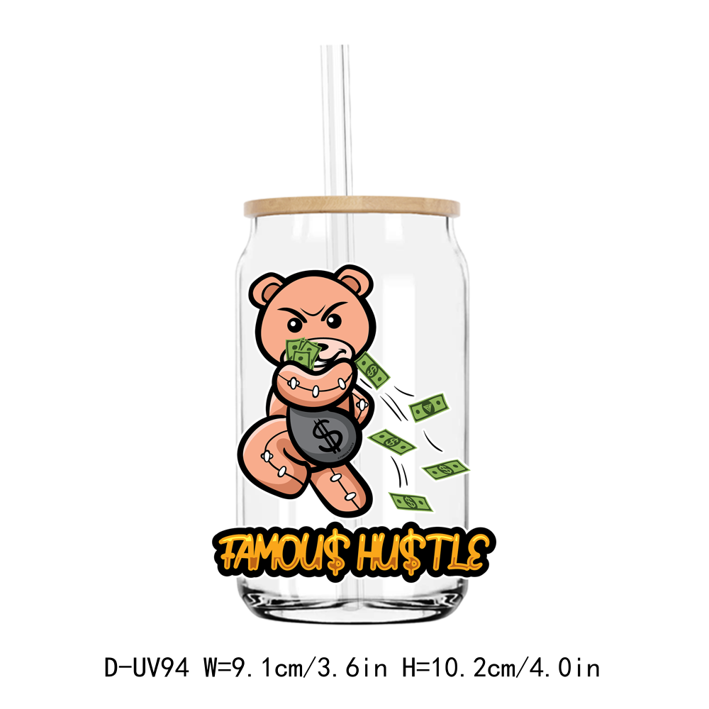 Focus On The Hustle Heartless Teddy Bear UV DTF Sticker Decals