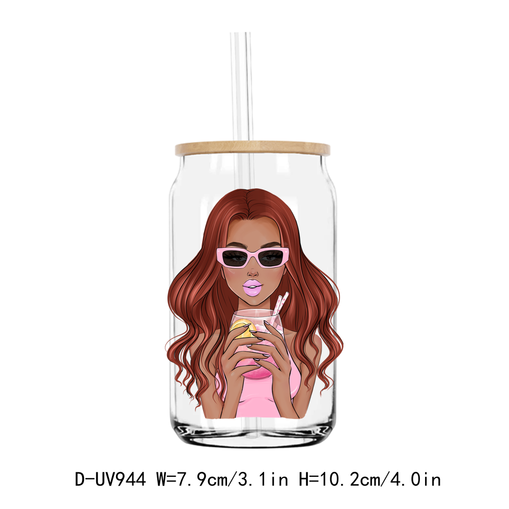 Summer Sunglass Girl Make Money UV DTF Sticker Decals