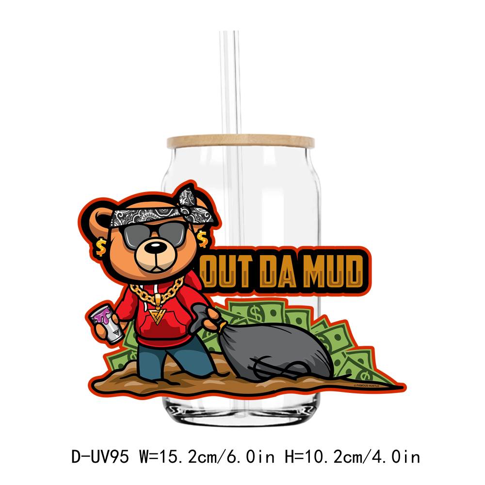 Focus On The Hustle Heartless Teddy Bear UV DTF Sticker Decals